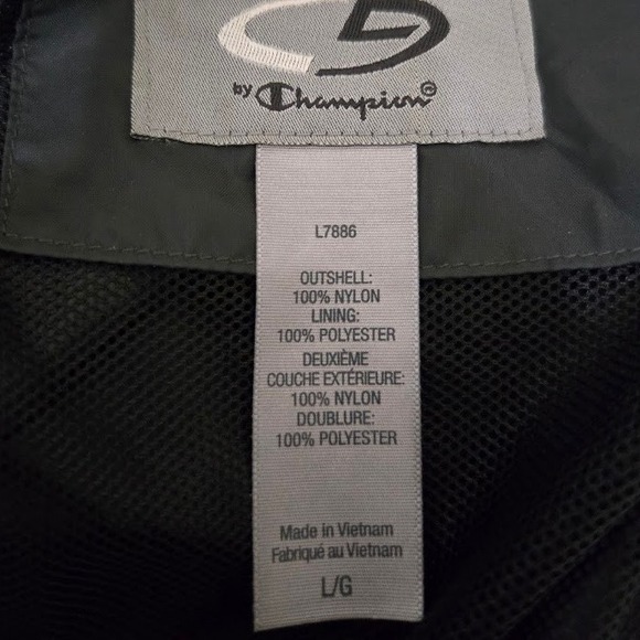 Champion Men's L Lightweight Windbreaker Jacket Gray Hooded Nylon Athletic - Picture 11 of 12